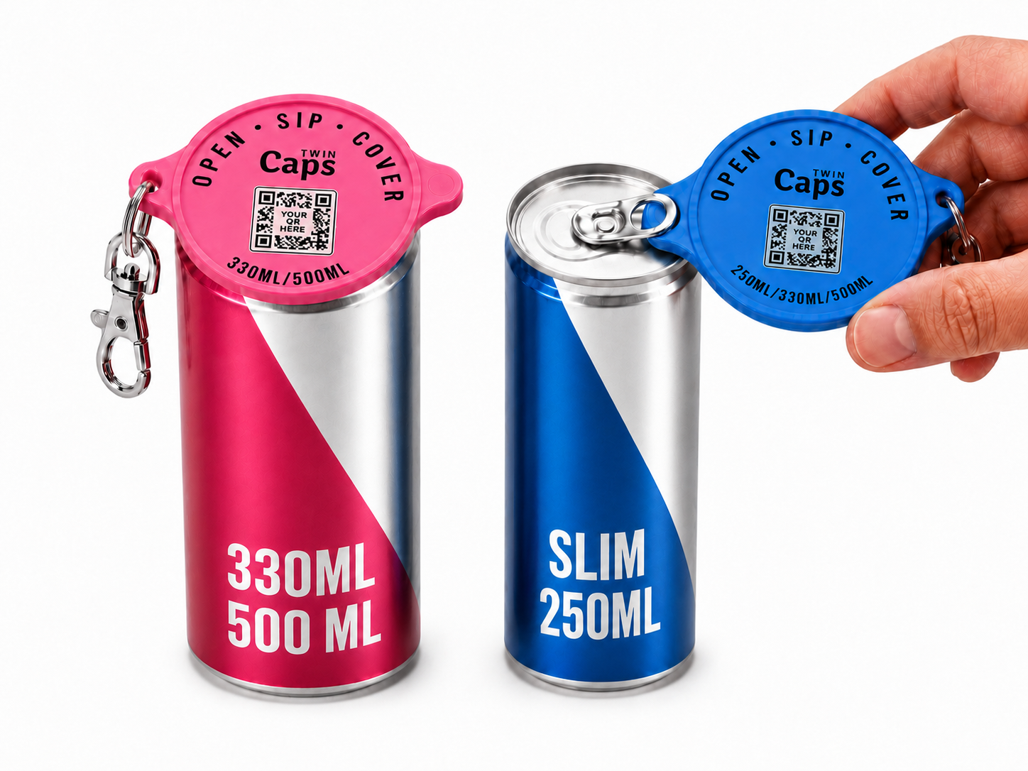 TwinCaps reusable can-cover keychain