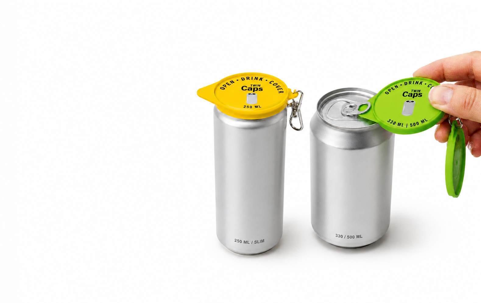 TwinCaps reusable can covers for 250 ml, 330 ml and 500 ml cans